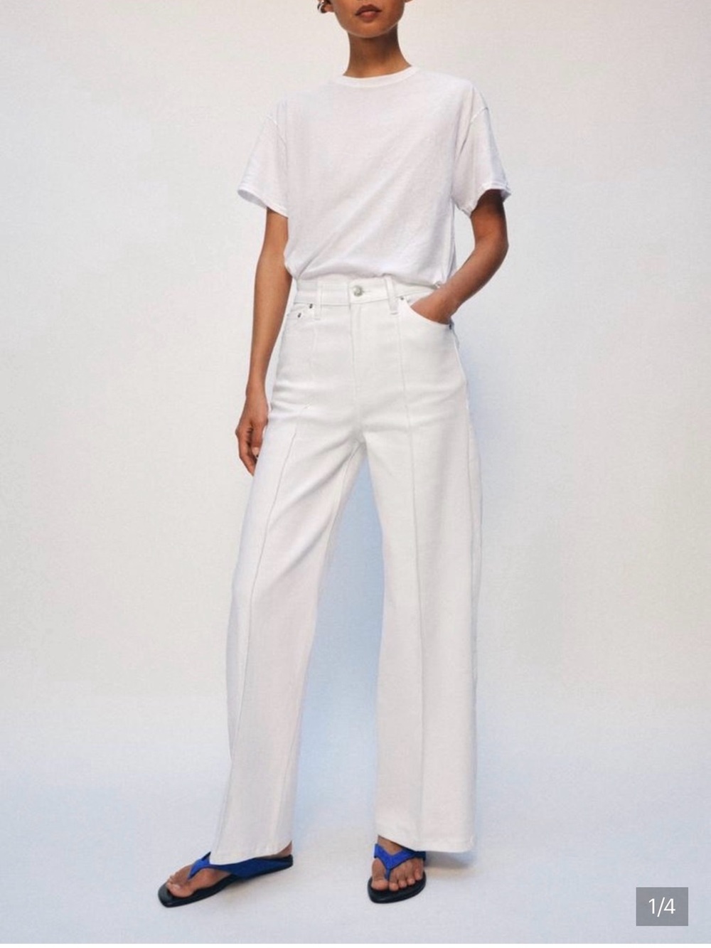 Zara High-Rise Wide-Leg Jeans in White ZW collection